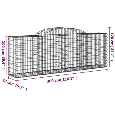 vidaXL Cestos gabião arqueados 9pcs 300x50x100/120cm ferro galvanizado