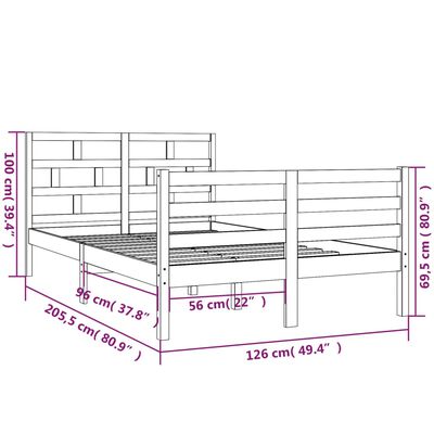 vidaXL Estrutura de cama 120x200 cm madeira de pinho maciça branco