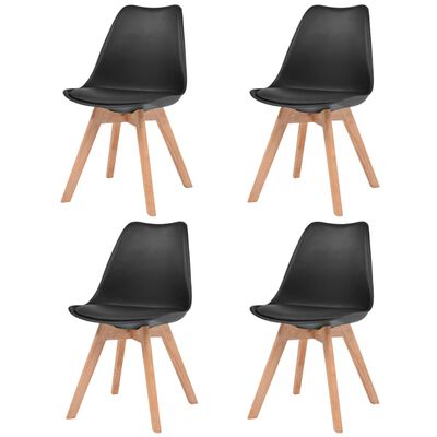 vidaXL Cadeiras de jantar 4 pcs plástico preto