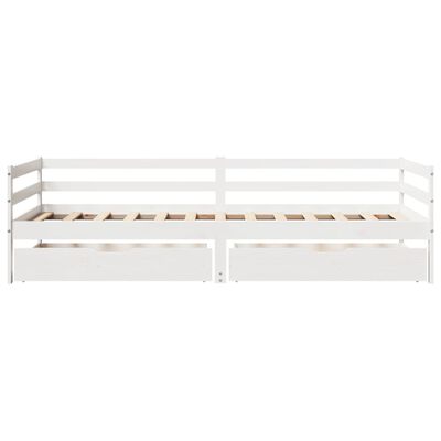 vidaXL Sofá-cama c/ gavetas 90x200cm madeira de pinho maciça branco