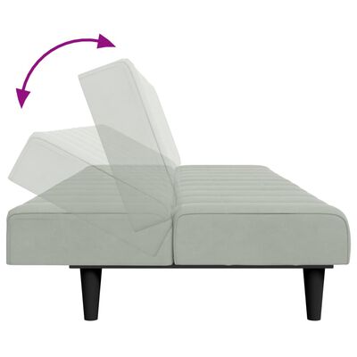 vidaXL Sofá-cama 2 lugares c/ apoio de pés veludo cinza-claro