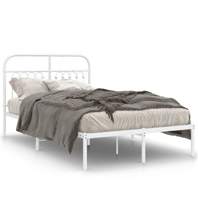 vidaXL Estrutura de cama com cabeceira 120x190 cm metal branco