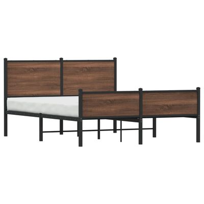 vidaXL Estrutura de cama sem colchão 140x200cm metal carvalho castanho