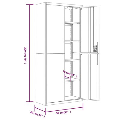 vidaXL Arquivador 90x40x240 cm aço cinzento-claro