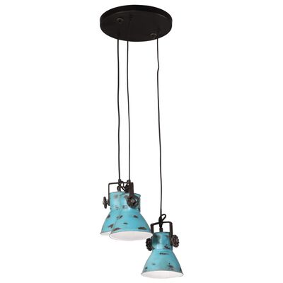 vidaXL Candeeiro suspenso 25 W 30x30x100 cm E27 azul desgastado