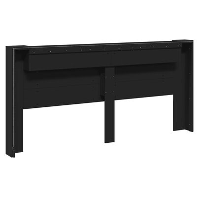 vidaXL Armário de cabeceira com luzes LED 220x16,5x103,5 cm preto