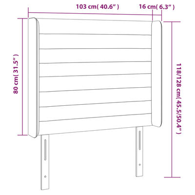 vidaXL Cabeceira cama c/ abas tecido 103x16x118/128 cm cinzento-claro