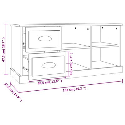 vidaXL Móvel p/ TV 102x35,5x47,5 cm derivados madeira branco brilhante