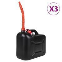 vidaXL Bidão de combustível c/ bico flexível 3 pcs plástico 20 L preto