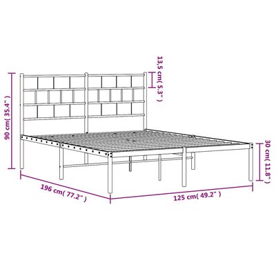 vidaXL Estrutura de cama com cabeceira 120x190 cm metal preto