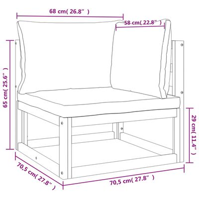 vidaXL 8pcs conj. lounge jardim madeira c/almofadões cinza-acastanhado