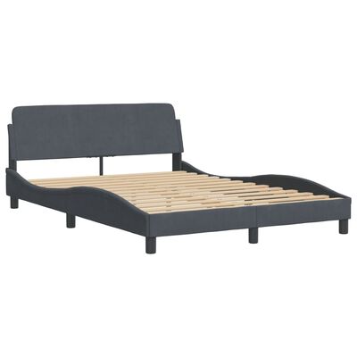 vidaXL Estrutura de cama c/ cabeceira 140x200cm veludo cinzento-escuro