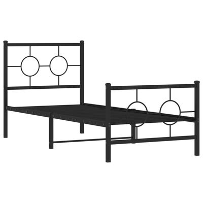 vidaXL Estrutura de cama com cabeceira e pés 75x190 cm metal preto