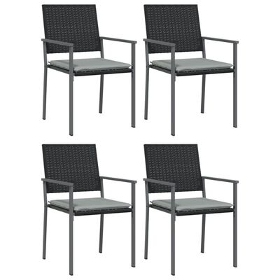 vidaXL 5 pcs conjunto de jantar p/ jardim c/ almofadões vime PE e aço