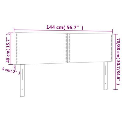 vidaXL Cabeceira cama c/ LED 144x5x78/88cm couro artificial cinzento