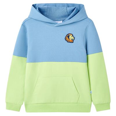 Sweatshirt para criança com capuz azul e amarelo-claro 140