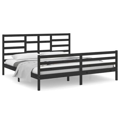 vidaXL Estrutura de cama 200x200 cm madeira maciça preto