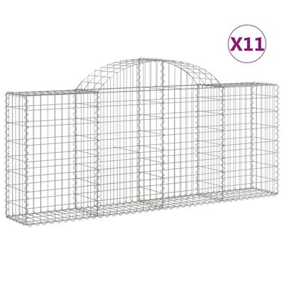 vidaXL Cestos gabião arqueados 11pcs 200x30x80/100cm ferro galvanizado