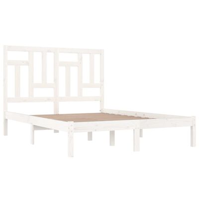 vidaXL Estrutura de cama king 150x200 cm pinho maciço branco