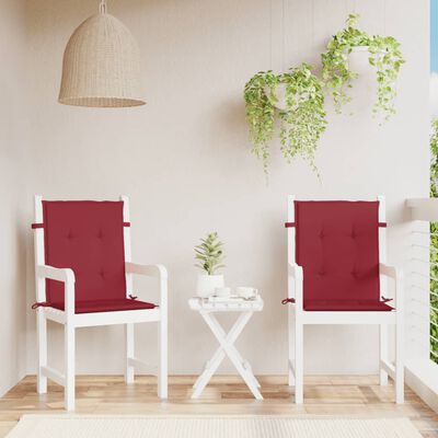 vidaXL Almofadões lombares cadeiras jardim 2pcs oxford vermelho tinto