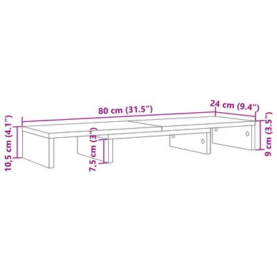 vidaXL Suporte p/ monitor ajustável derivados de madeira madeira velha