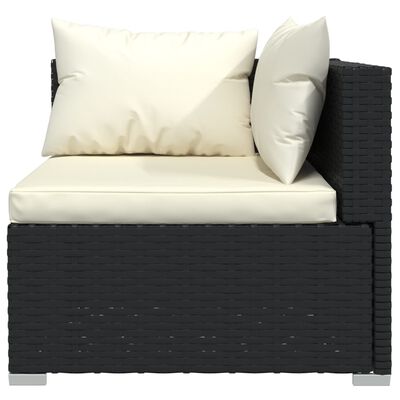 vidaXL 10 pcs conjunto lounge de jardim c/ almofadões vime PE preto