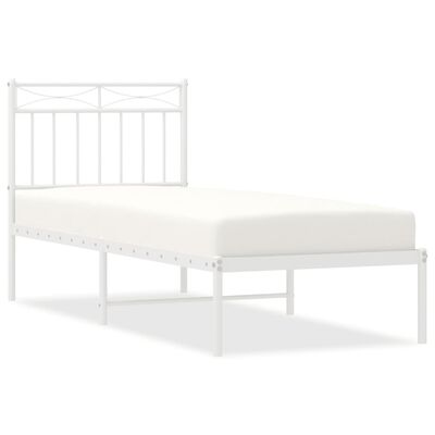 vidaXL Estrutura de cama com cabeceira 75x190 cm metal branco