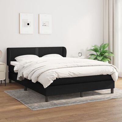 vidaXL Cama com molas/colchão 140x190 cm tecido preto