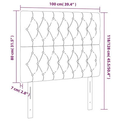 vidaXL Cabeceira de cama c/ LED tecido 100x7x118/128 cm cinza-escuro