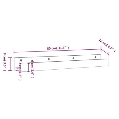 vidaXL Prateleiras de parede 2 pcs 80x12x9 cm pinho maciço branco