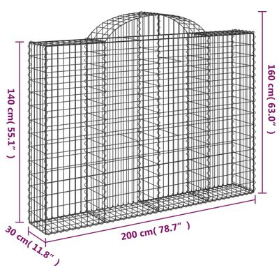 vidaXL Cestos gabião arqueados 11 pcs 200x30x140/160 ferro galvanizado