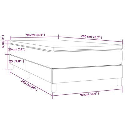 vidaXL Cama com molas/colchão 90x200 cm tecido cor crème