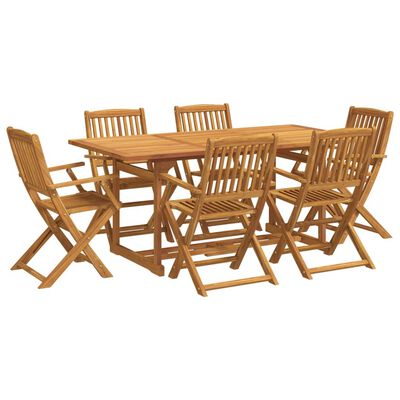 vidaXL 7 pcs conj. de jantar para jardim 180x90x75 cm acácia maciça