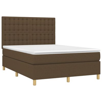 vidaXL Cama com molas/colchão 140x190 cm tecido castanho-escuro