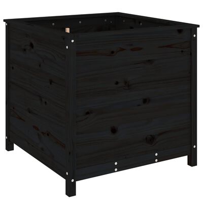 vidaXL Vaso/floreira de jardim 82,5x82,5x78 cm pinho maciço preto