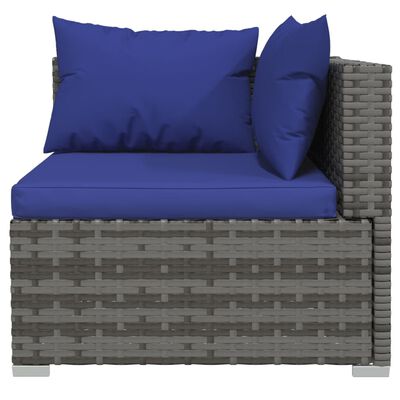 vidaXL 9 pcs conjunto lounge de jardim c/ almofadões vime PE cinzento