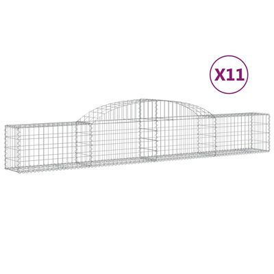 vidaXL Cestos gabião arqueados 11pcs 300x30x40/60 cm ferro galvanizado