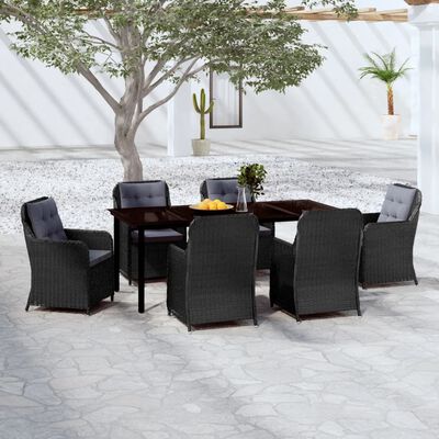 vidaXL 7 pcs conjunto de jantar para jardim preto