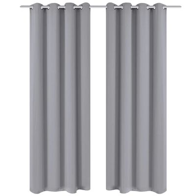 vidaXL Cortinas blackout 2 pcs com ilhós de metal 135x175 cm cinzento