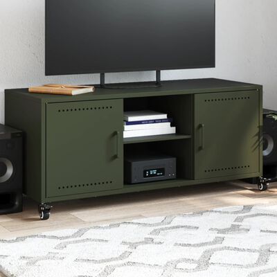 vidaXL Móvel de TV 100,5x39x43,5 cm aço verde-azeitona