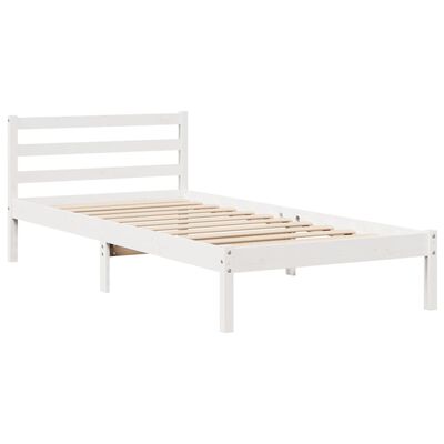 vidaXL Cama sem colchão 75x190 cm madeira de pinho maciça branco