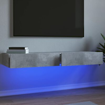 vidaXL Móveis de TV com luzes LED 2 pcs 60x35x15,5 cm cinzento cimento