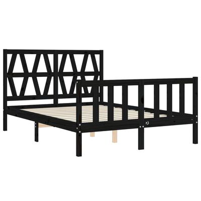 vidaXL Estrutura de cama com cabeceira 140x200 cm madeira maciça preto