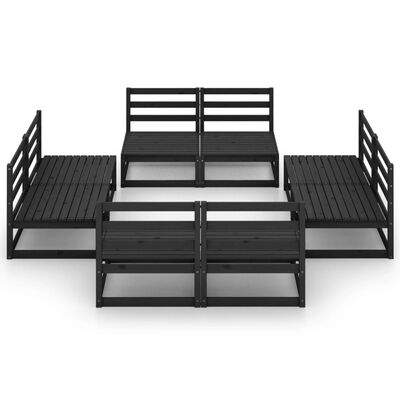 vidaXL 8 pcs conjunto lounge de jardim pinho maciço preto