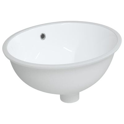 vidaXL Lavatório casa de banho oval 43x35x19 cm cerâmica branco