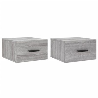 vidaXL Mesas de cabeceira de parede 2 pcs 35x35x20 cm cinzento sonoma