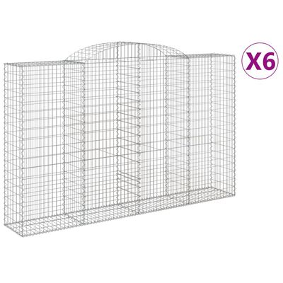 vidaXL Cestos gabião arqueados 6pcs 300x50x180/200cm ferro galvanizado