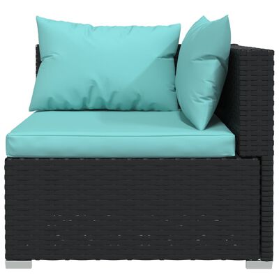 vidaXL 13 pcs conjunto lounge de jardim c/ almofadões vime PE preto