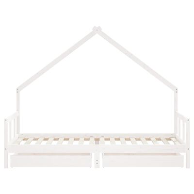 vidaXL Estrutura cama infantil c/ gavetas 90x200cm pinho maciço branco