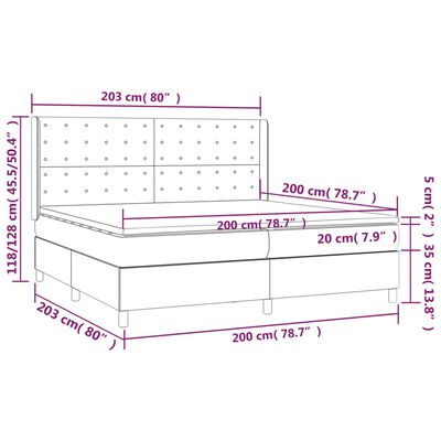 vidaXL Cama box spring c/ colchão/LED 200x200 cm veludo cinzento-claro